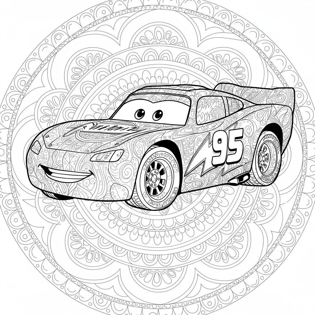 lightning mcqueen mandala boyama sayfası