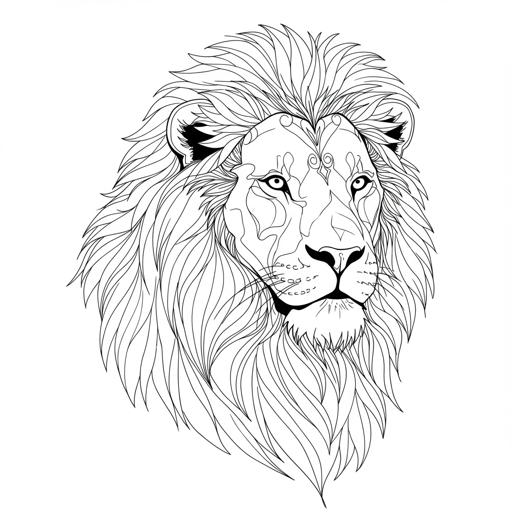 lion abstract coloring page