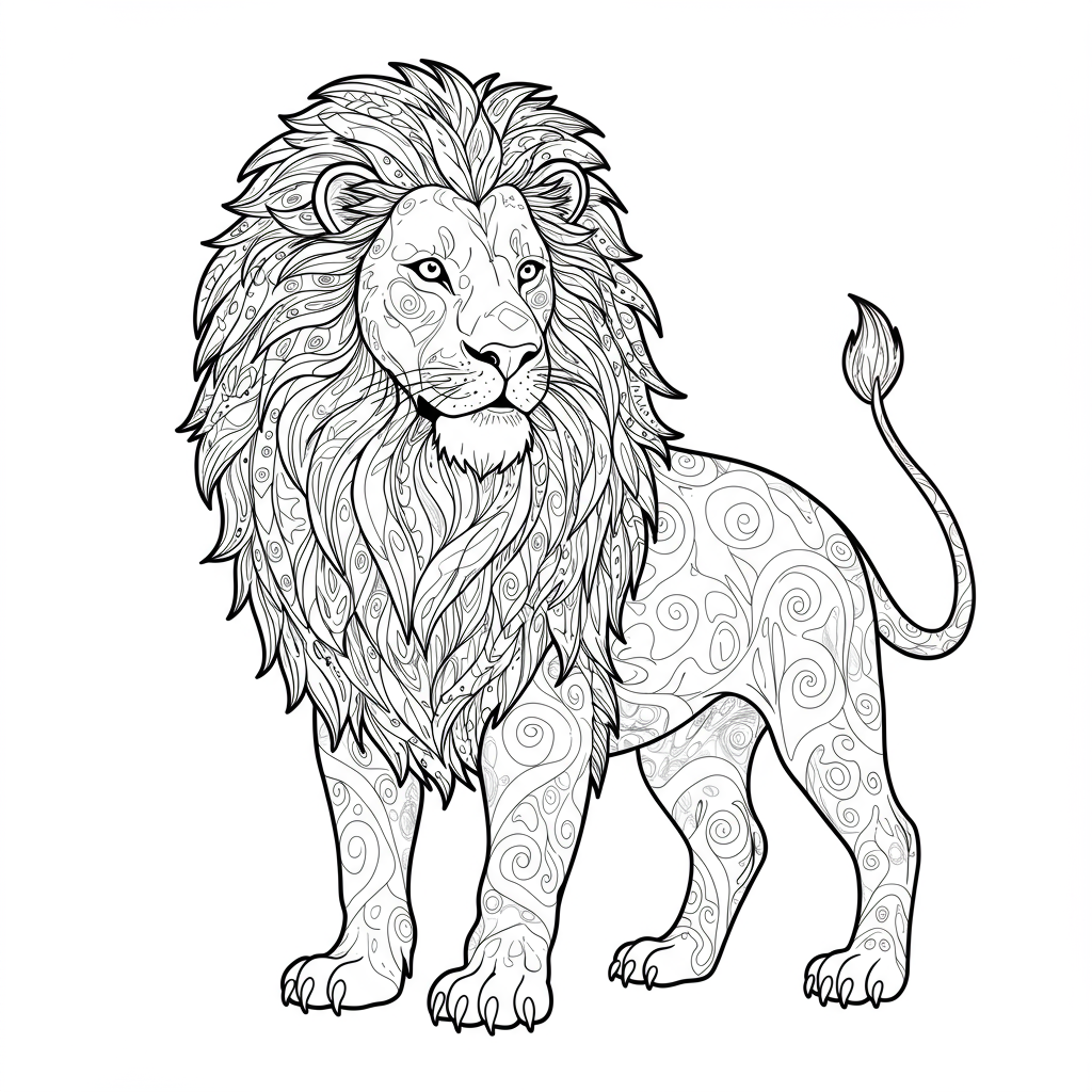 lion decorative coloring page