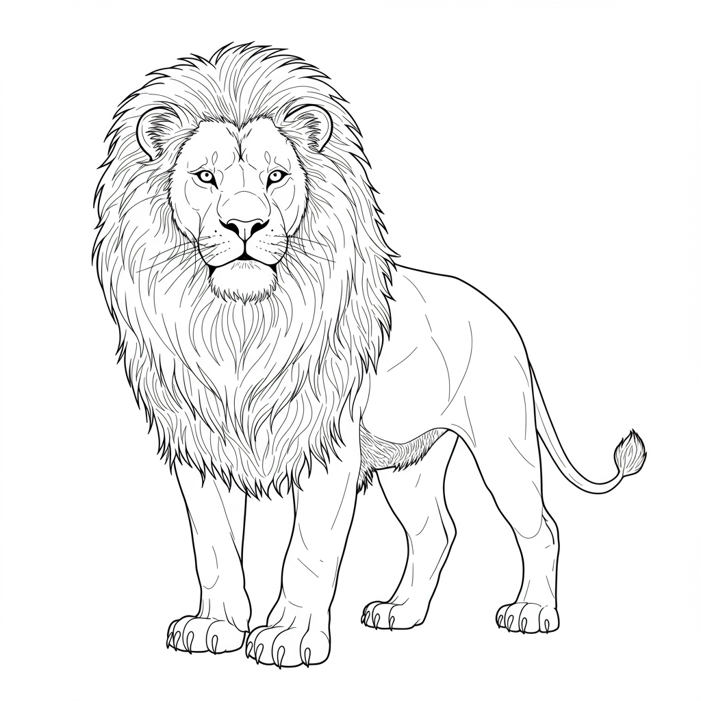 lion detailed coloring page