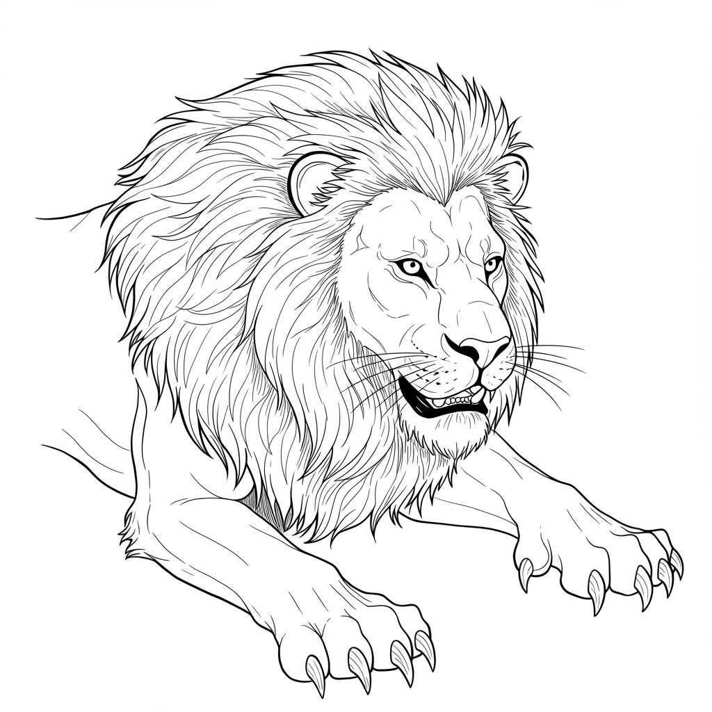 lion educational coloring page