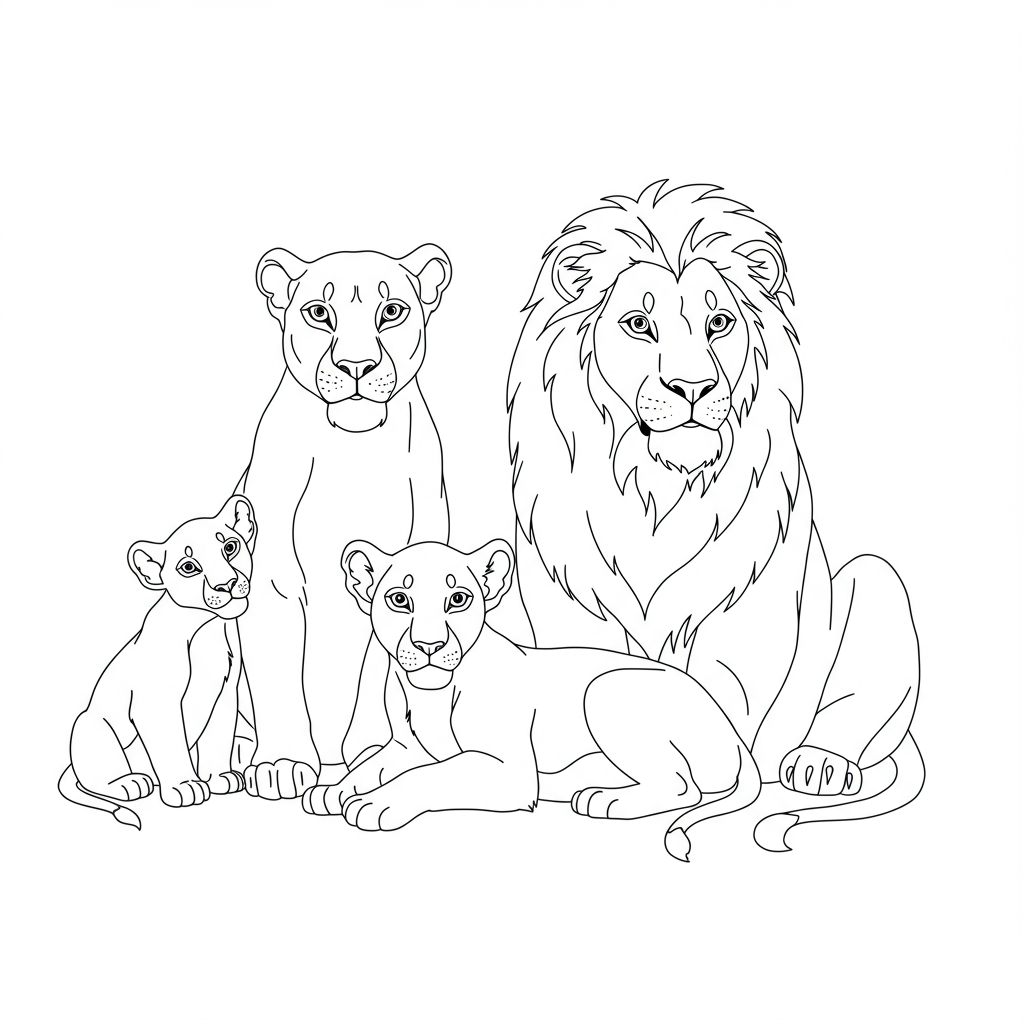 lion family coloring page
