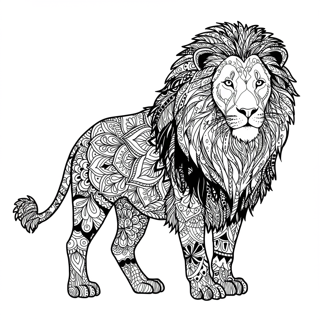 lion mandala coloring page