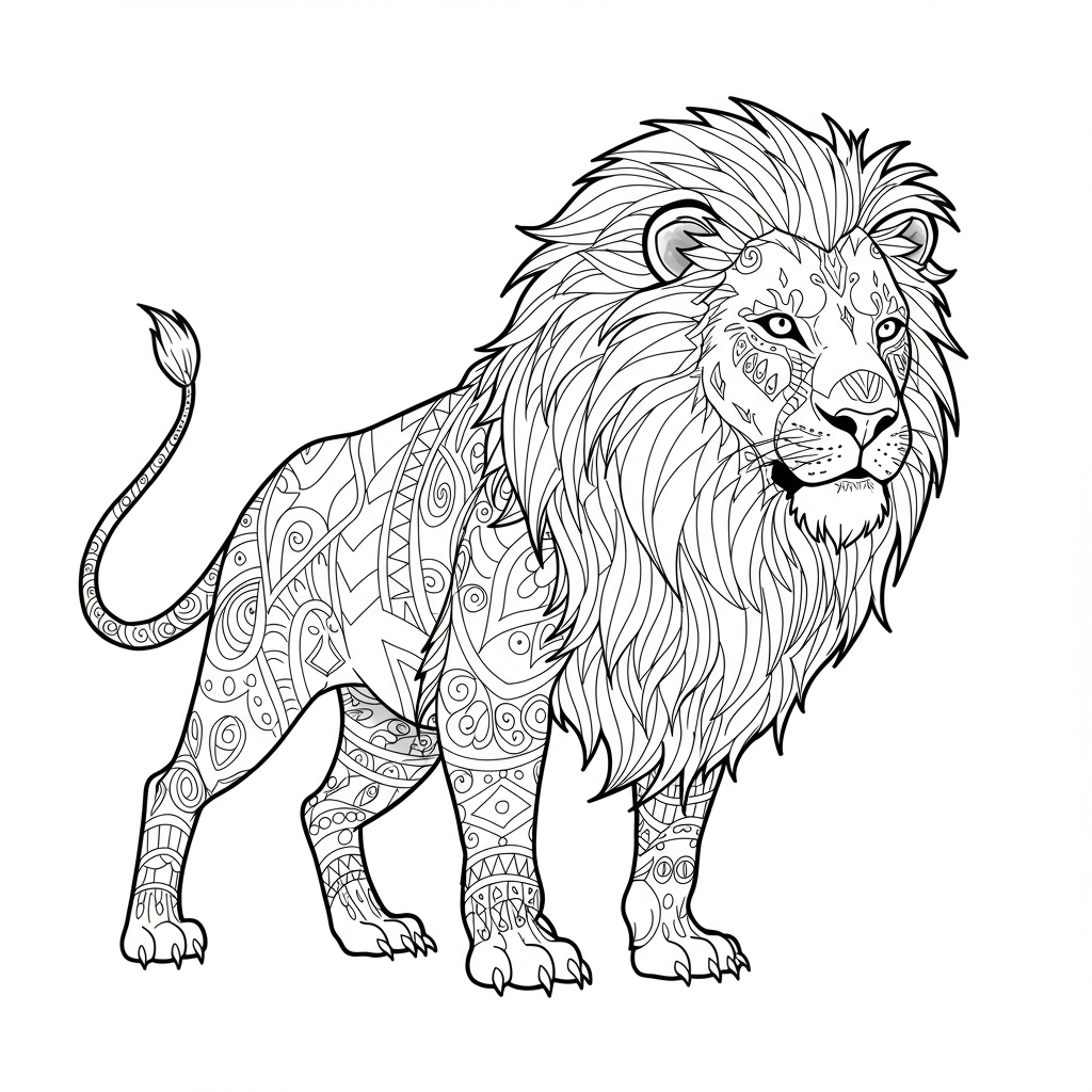 lion pattern coloring page