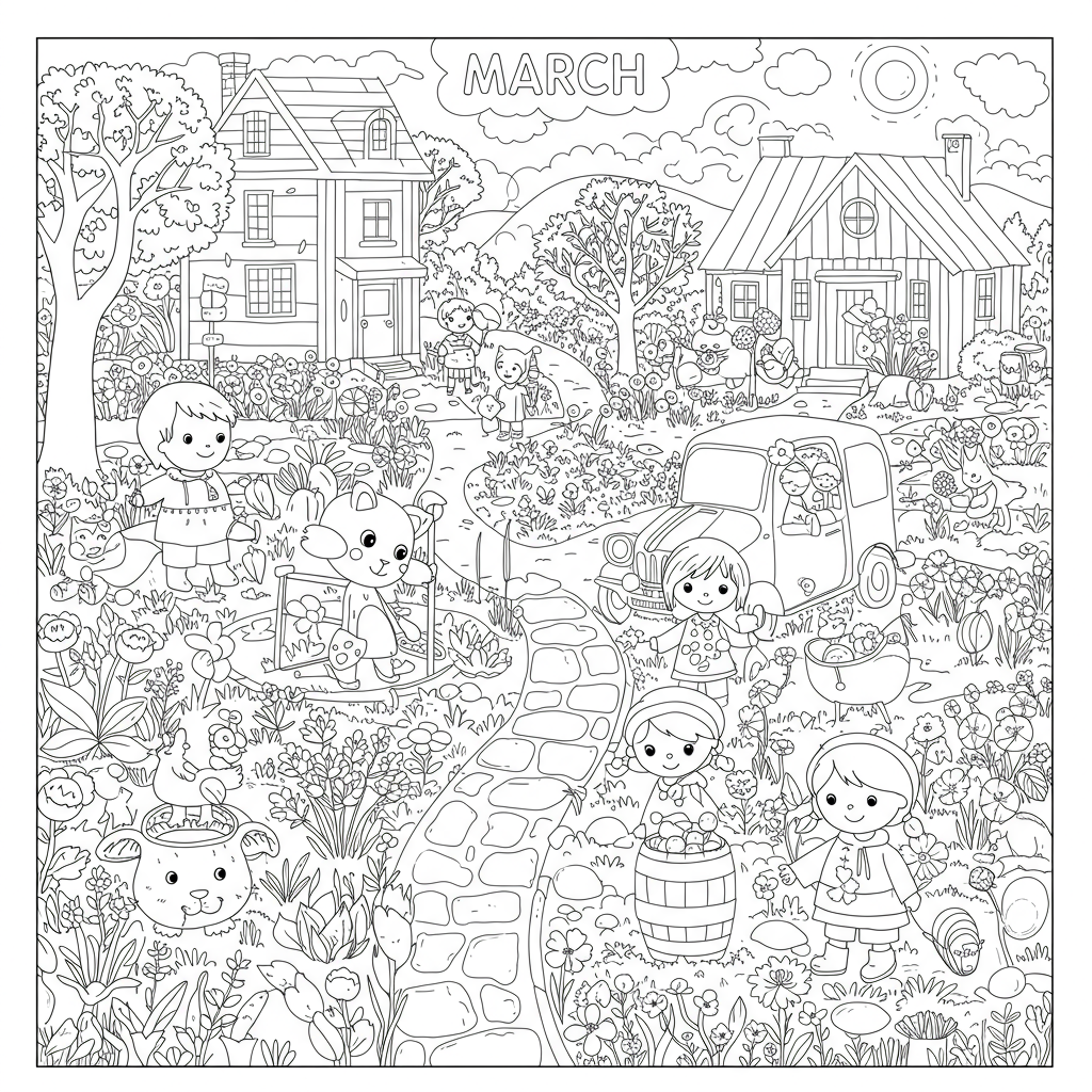 march cute coloring page