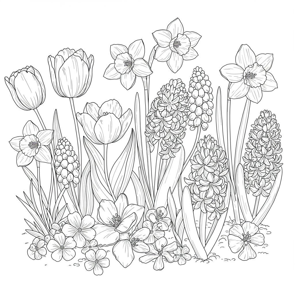 march flowers coloring page