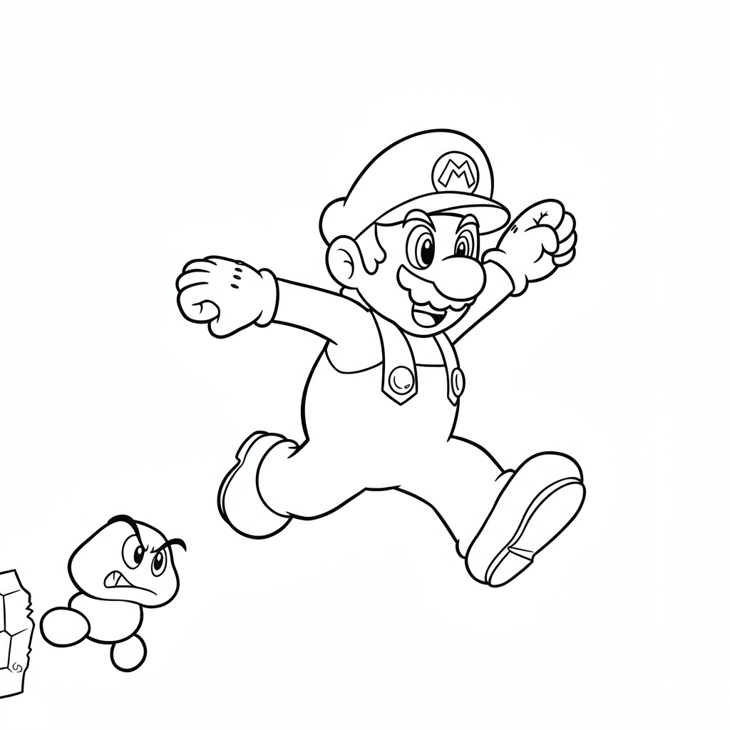 mario action coloring page