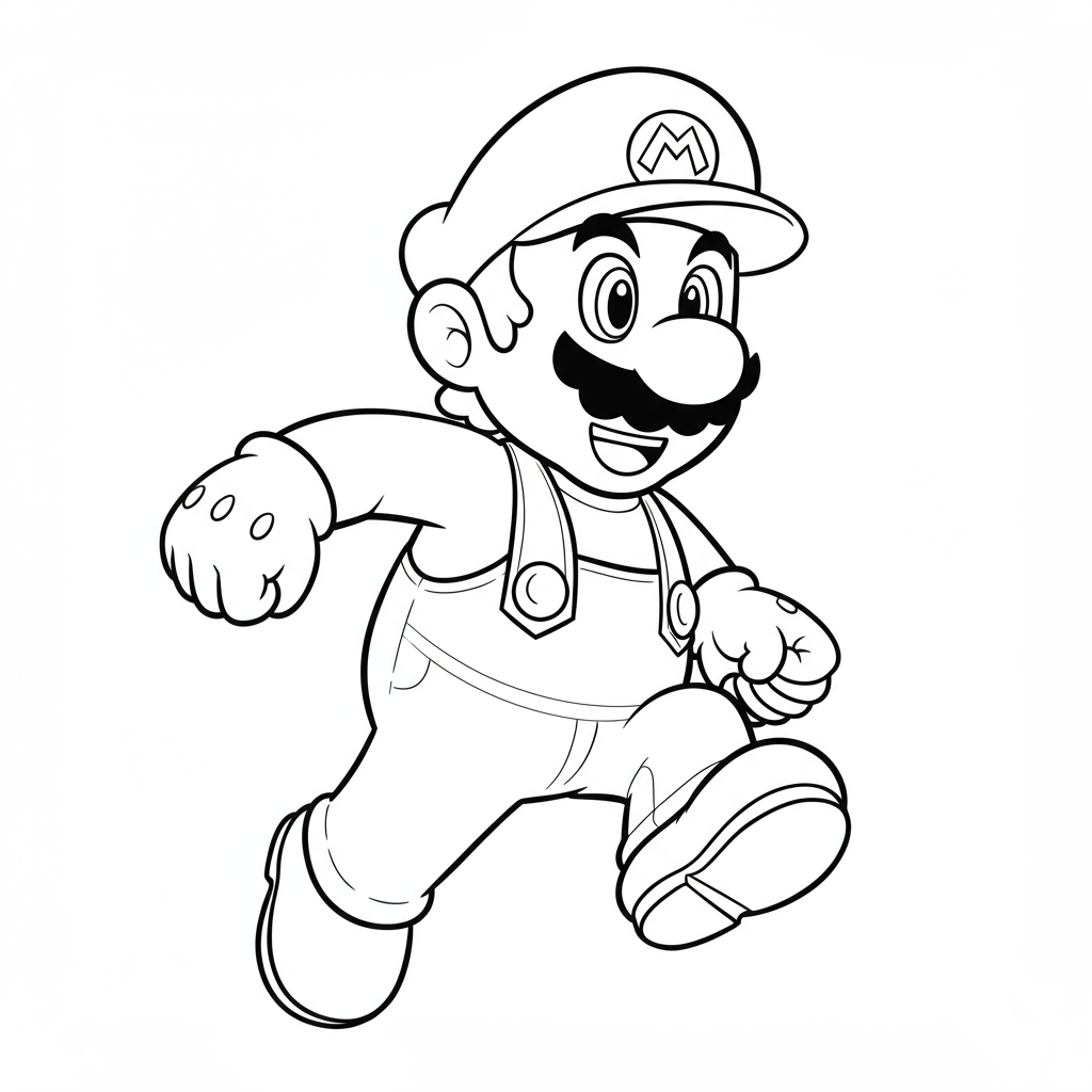 mario detailed coloring page