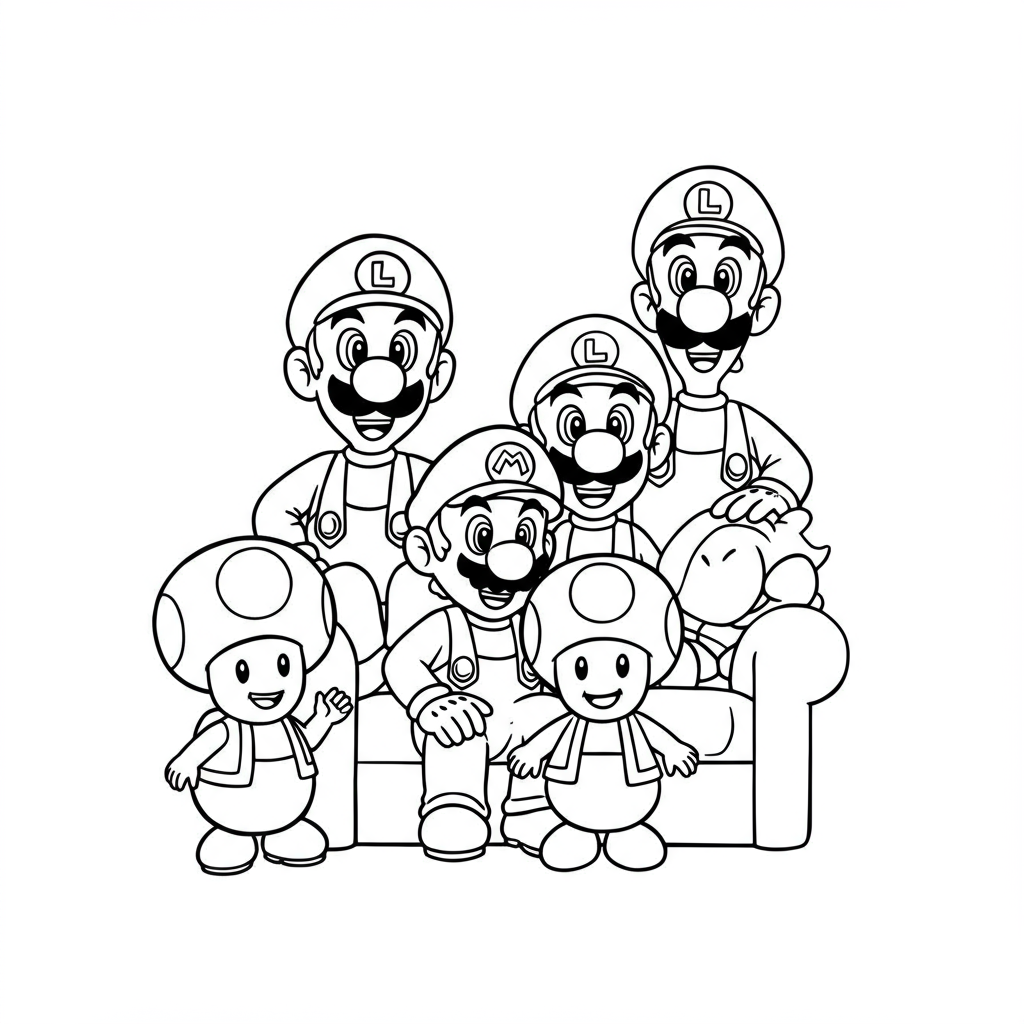 kolorowanka z rodziną Mario