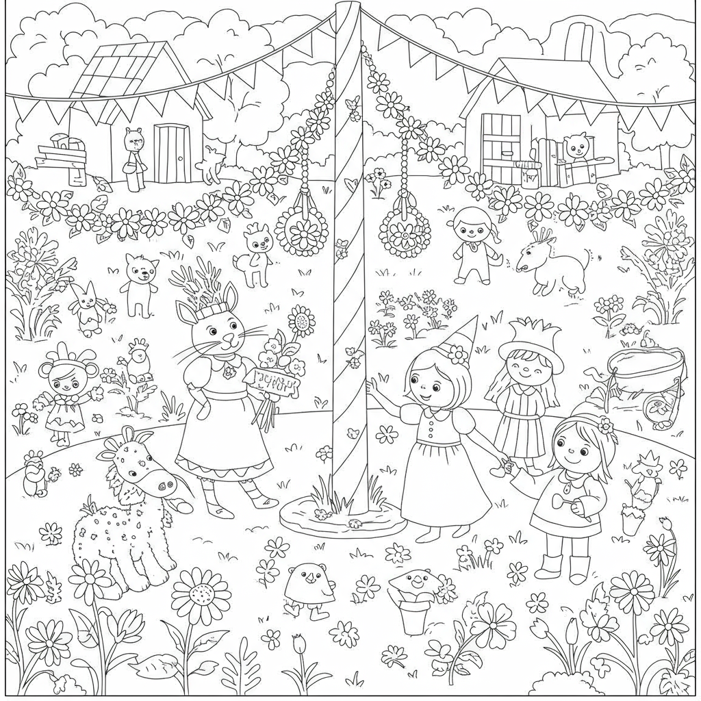 may cartoon coloring page