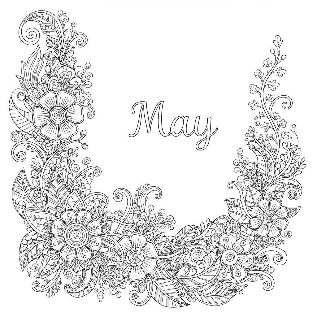 may decorative coloring page