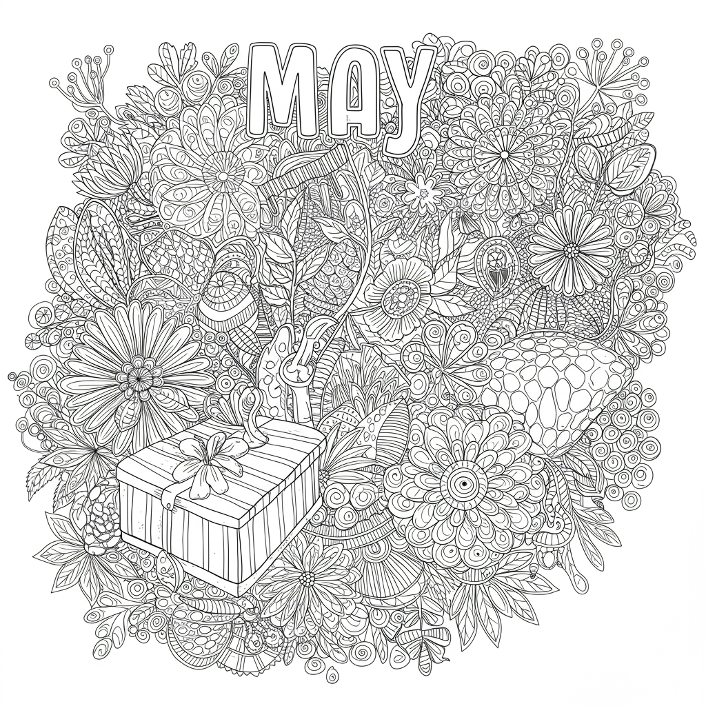may detailed coloring page