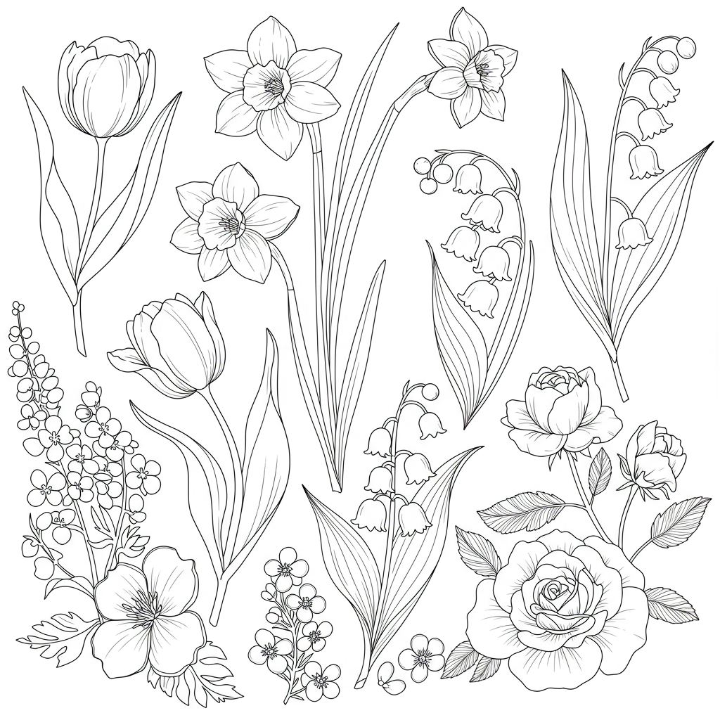 may flowers coloring page