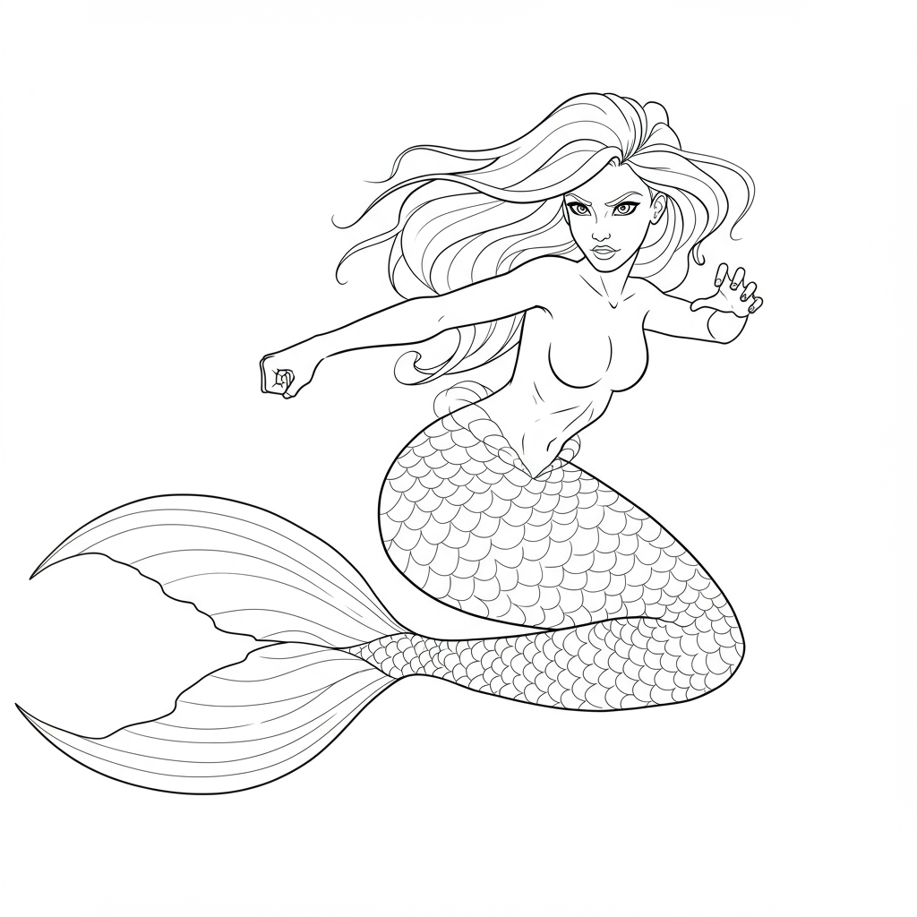 disegni da colorare sirena in azione