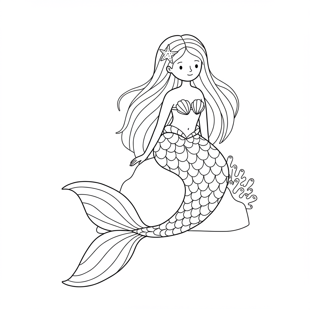 disegni da colorare sirena facile