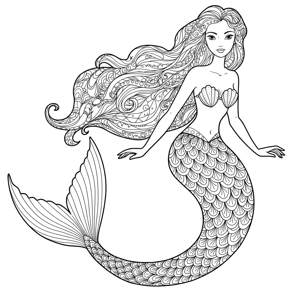 disegni da colorare sirena con motivo