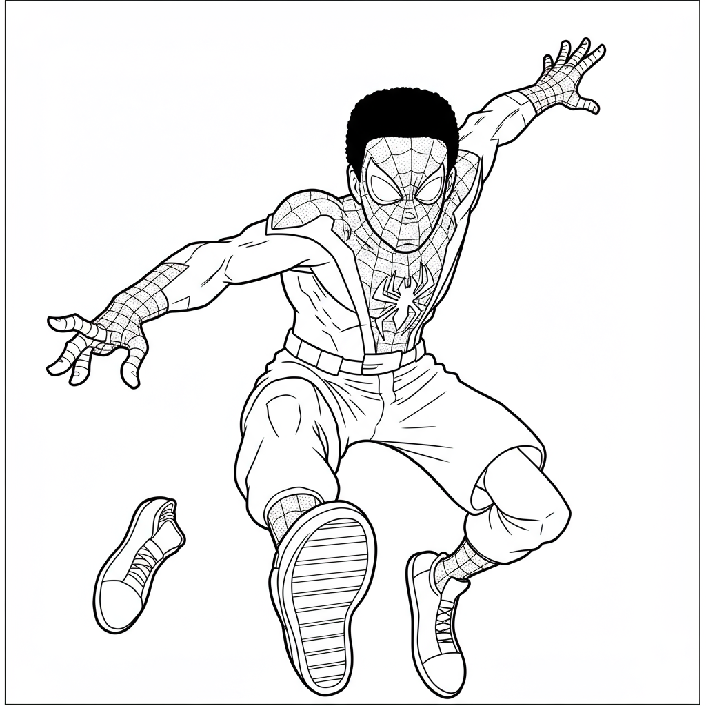 miles morales action coloring page