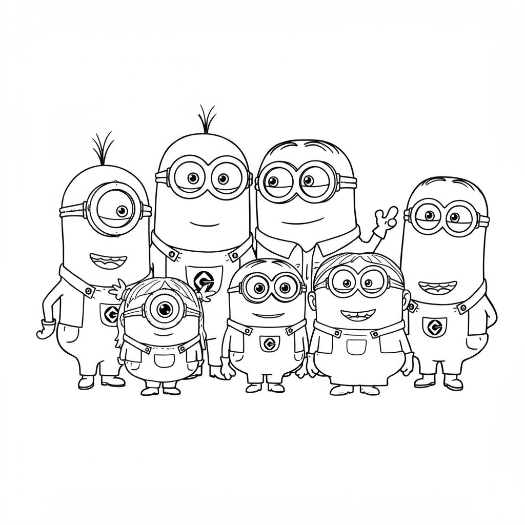 minion family coloring page