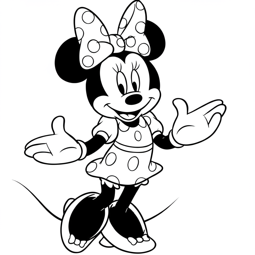 minnie mouse detaylı boyama sayfası