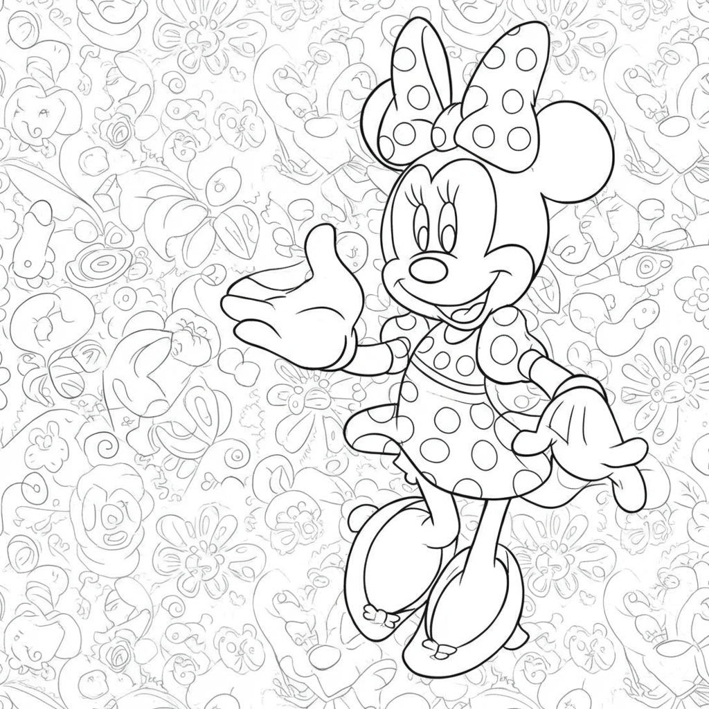 minnie mouse desen boyama sayfası