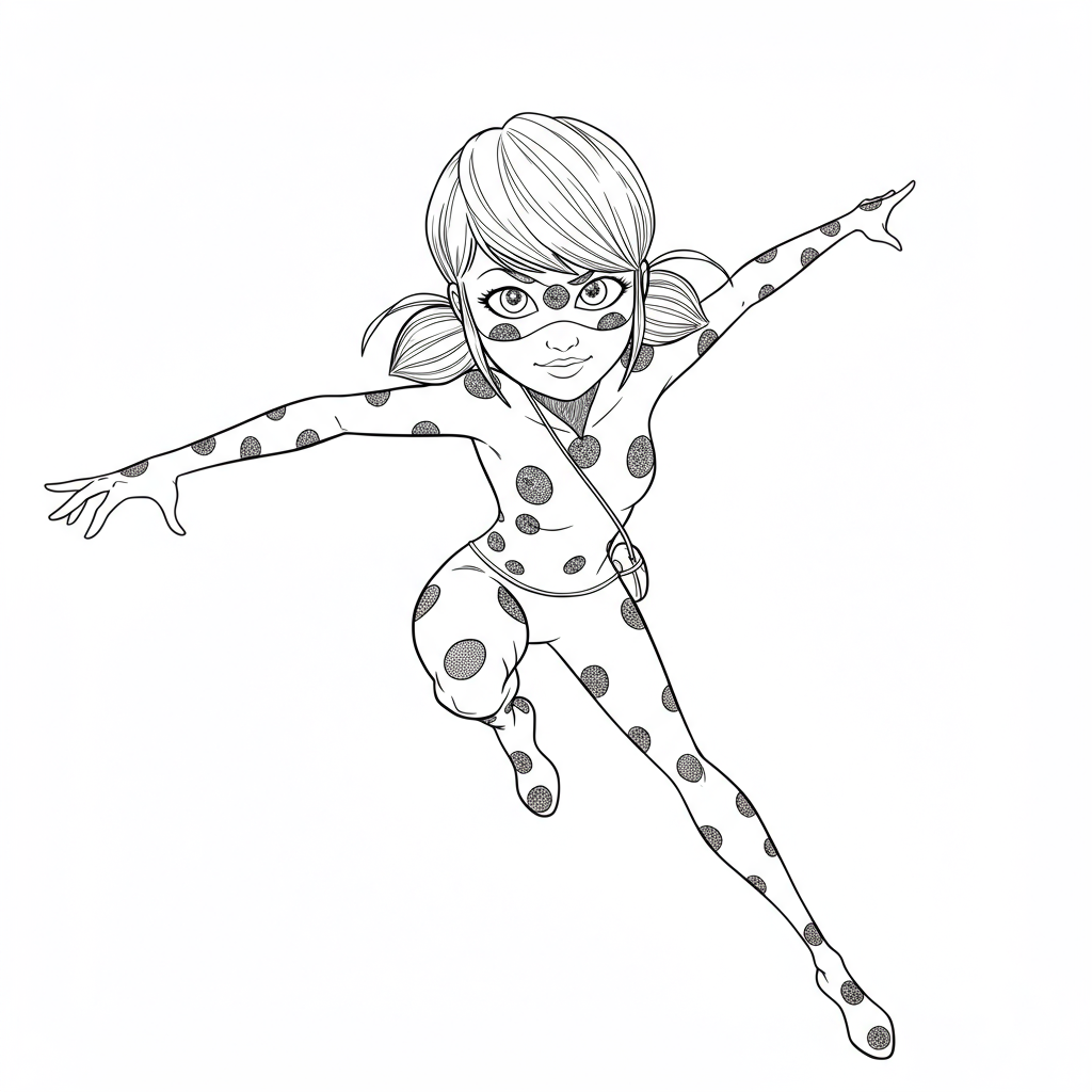 página para colorir de ação de miraculous ladybug