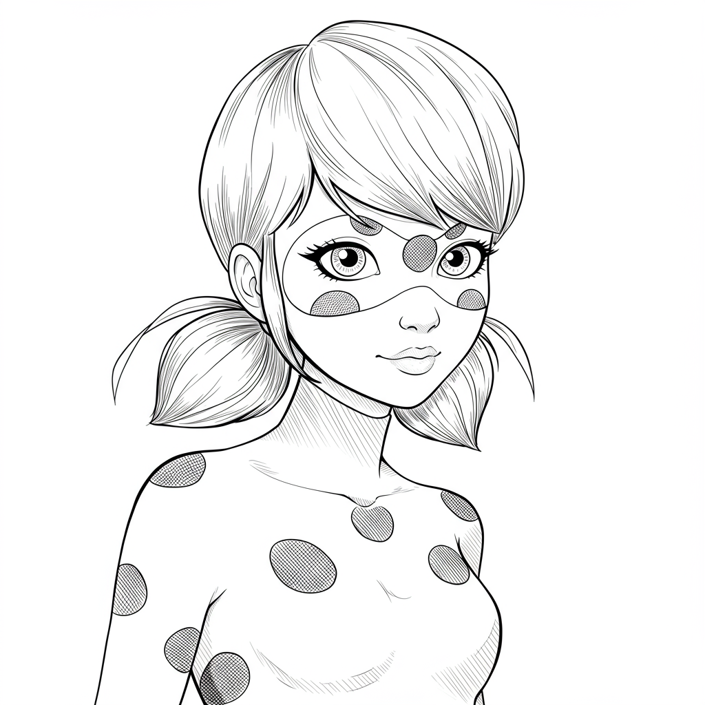 página para colorir detalhada de miraculous ladybug