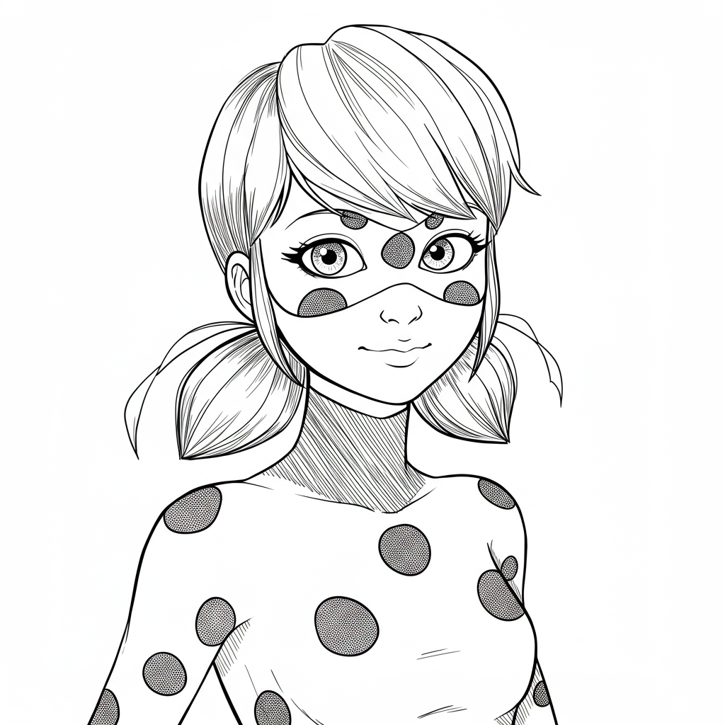página para colorir de retrato de miraculous ladybug