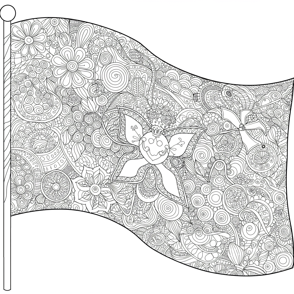 monaco flag decorative coloring page