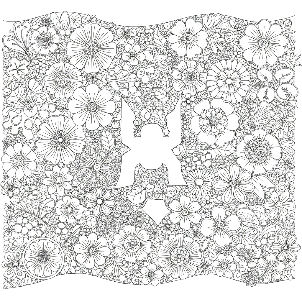monaco flag flowers coloring page