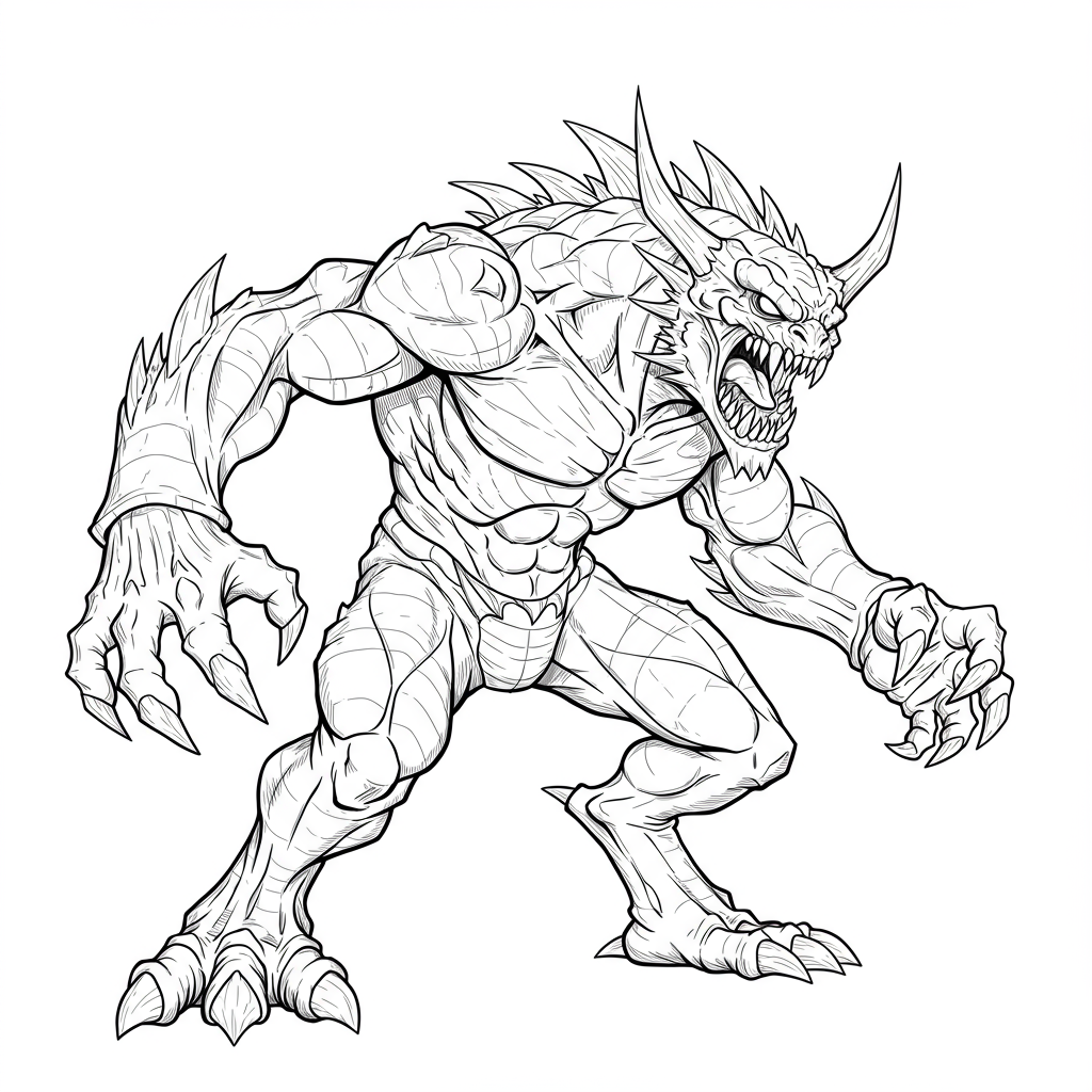 monster action coloring page