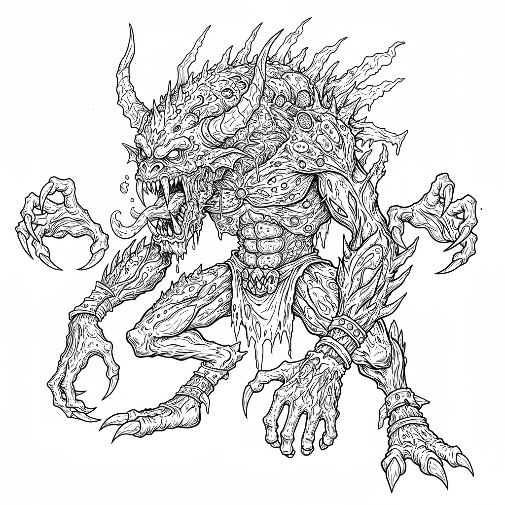 monster detailed coloring page