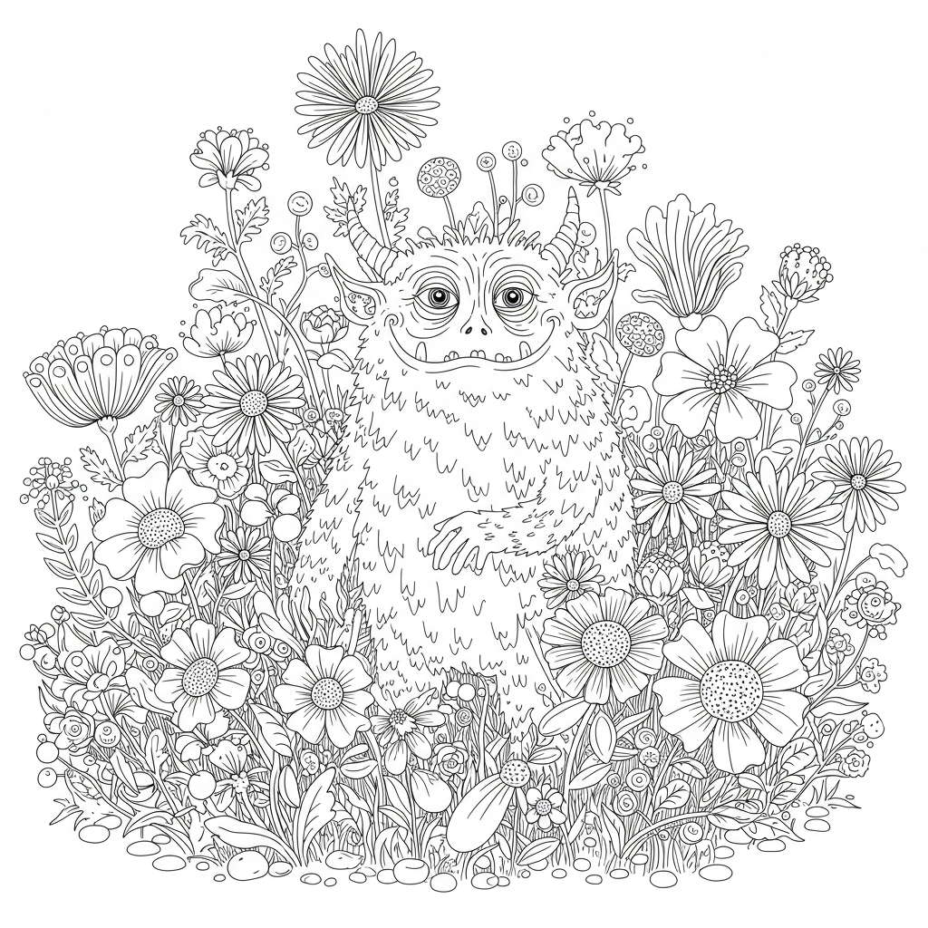 monster flowers coloring page