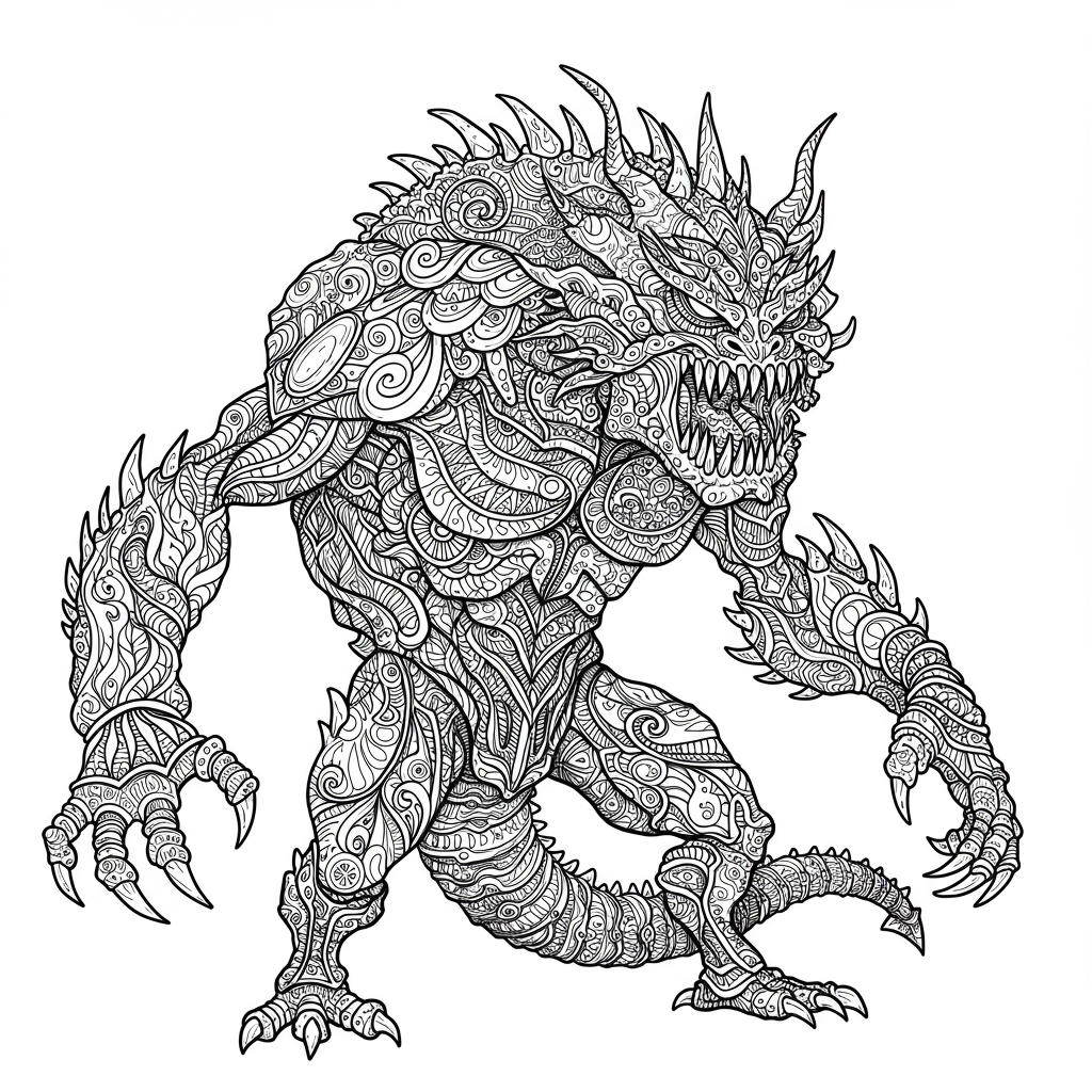 monster pattern coloring page