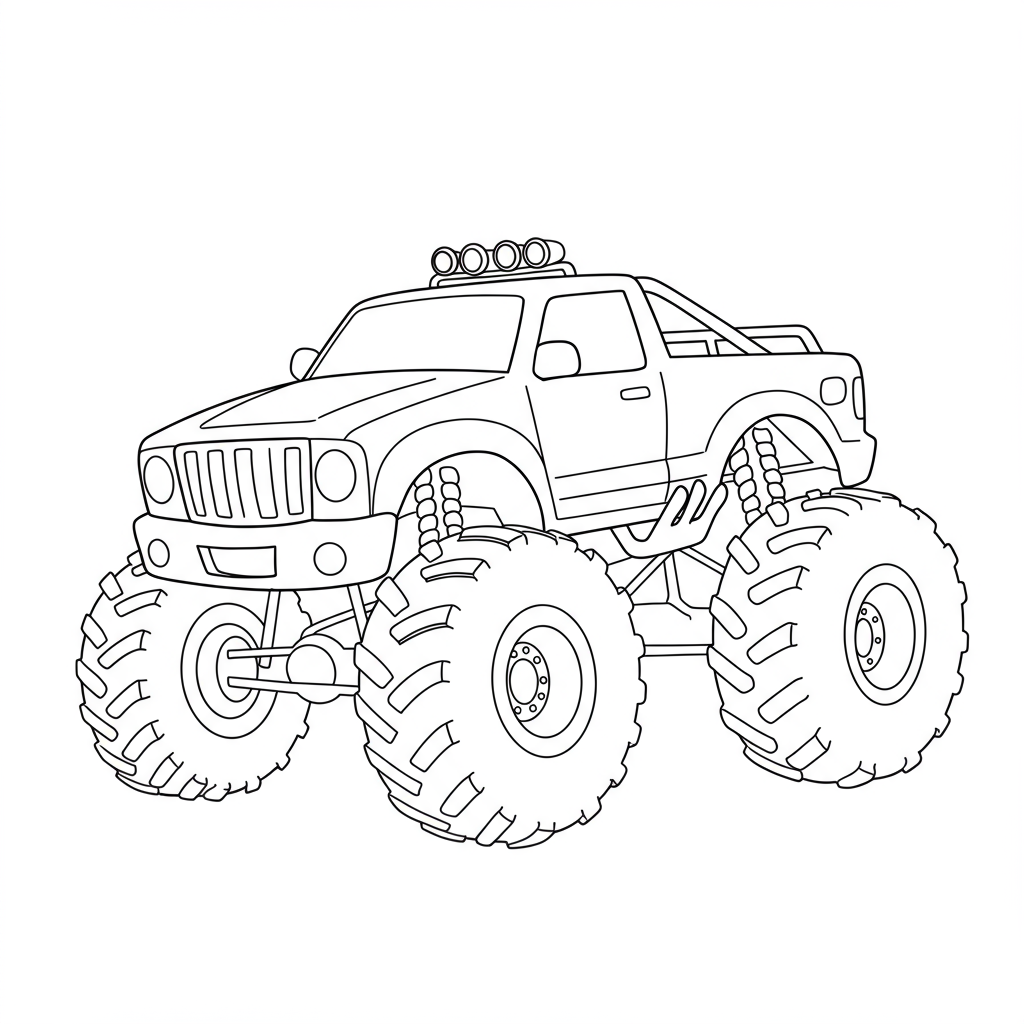 monster truck cute coloring page