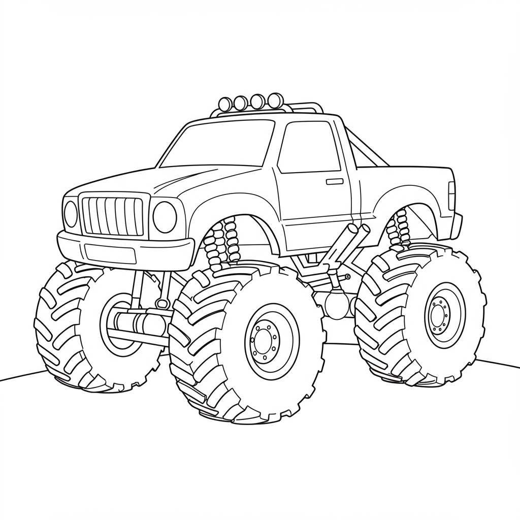 monster truck cute coloring page