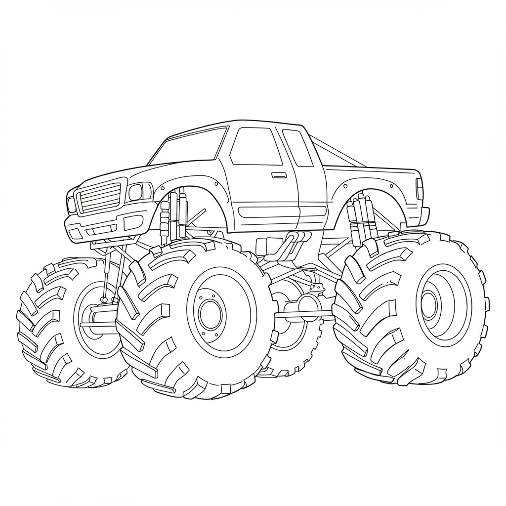 monster truck easy coloring page