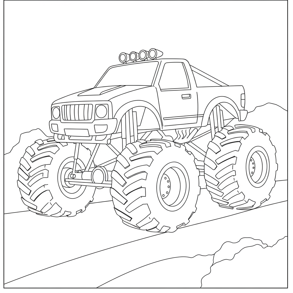 monster truck educational coloring page