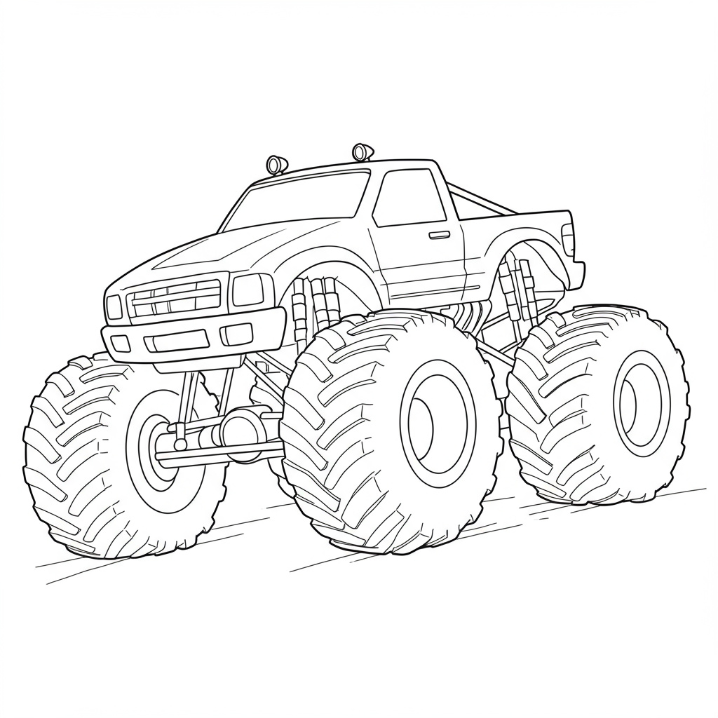 monster truck educational coloring page