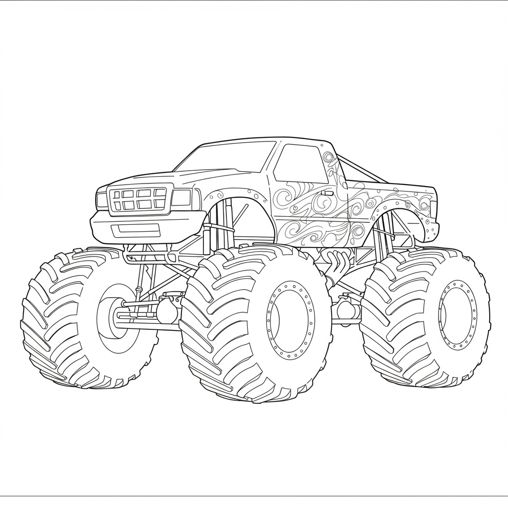 monster truck portrait coloring page