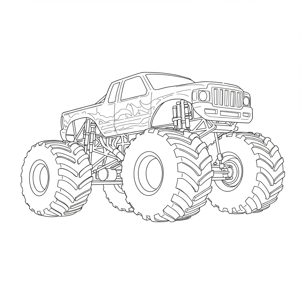 monster truck portrait coloring page