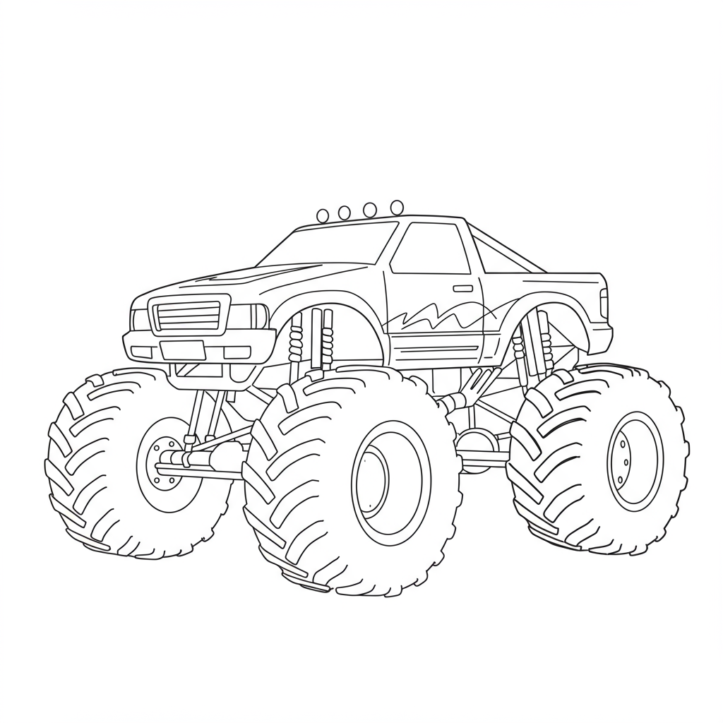 monster truck simple coloring page