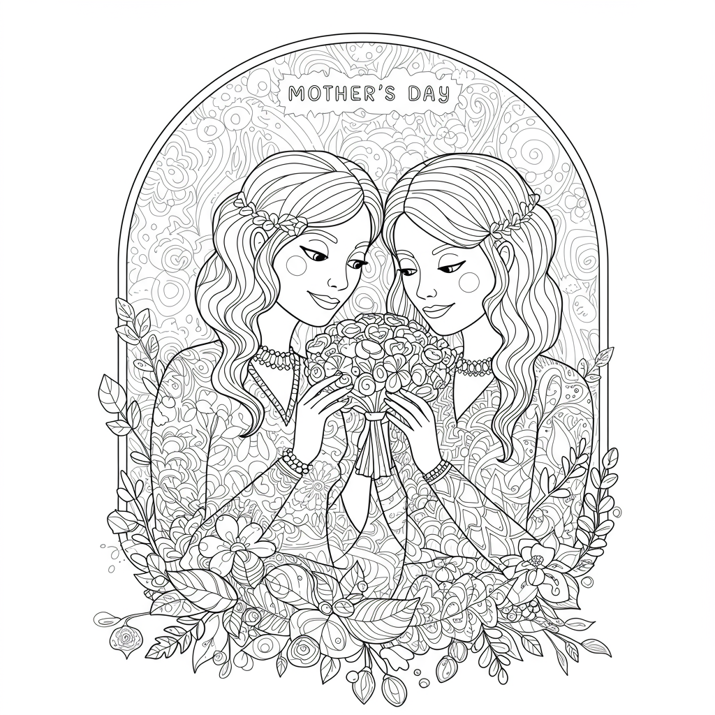 mother's day abstract coloring page