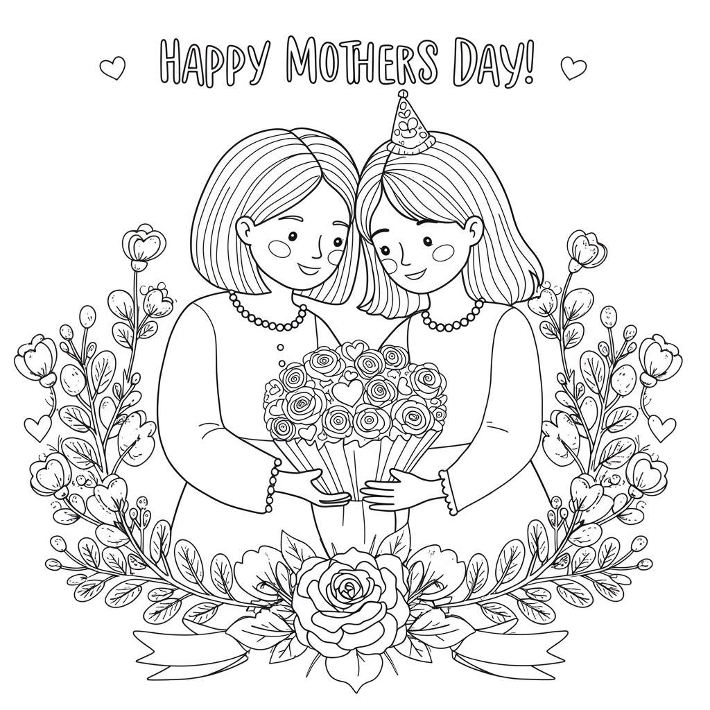 mothers day cute coloring page