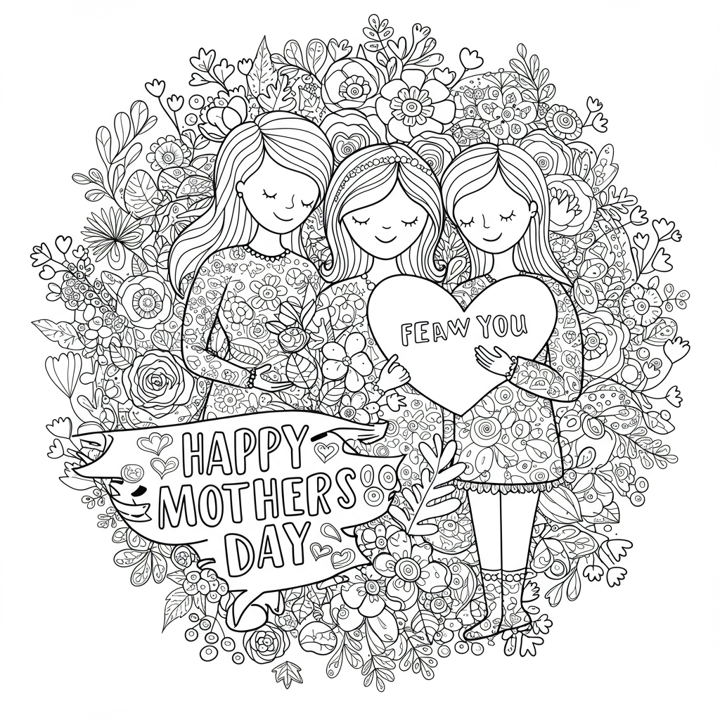mothers day decorative coloring page