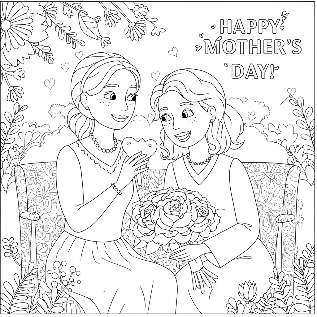 mother's day easy coloring page