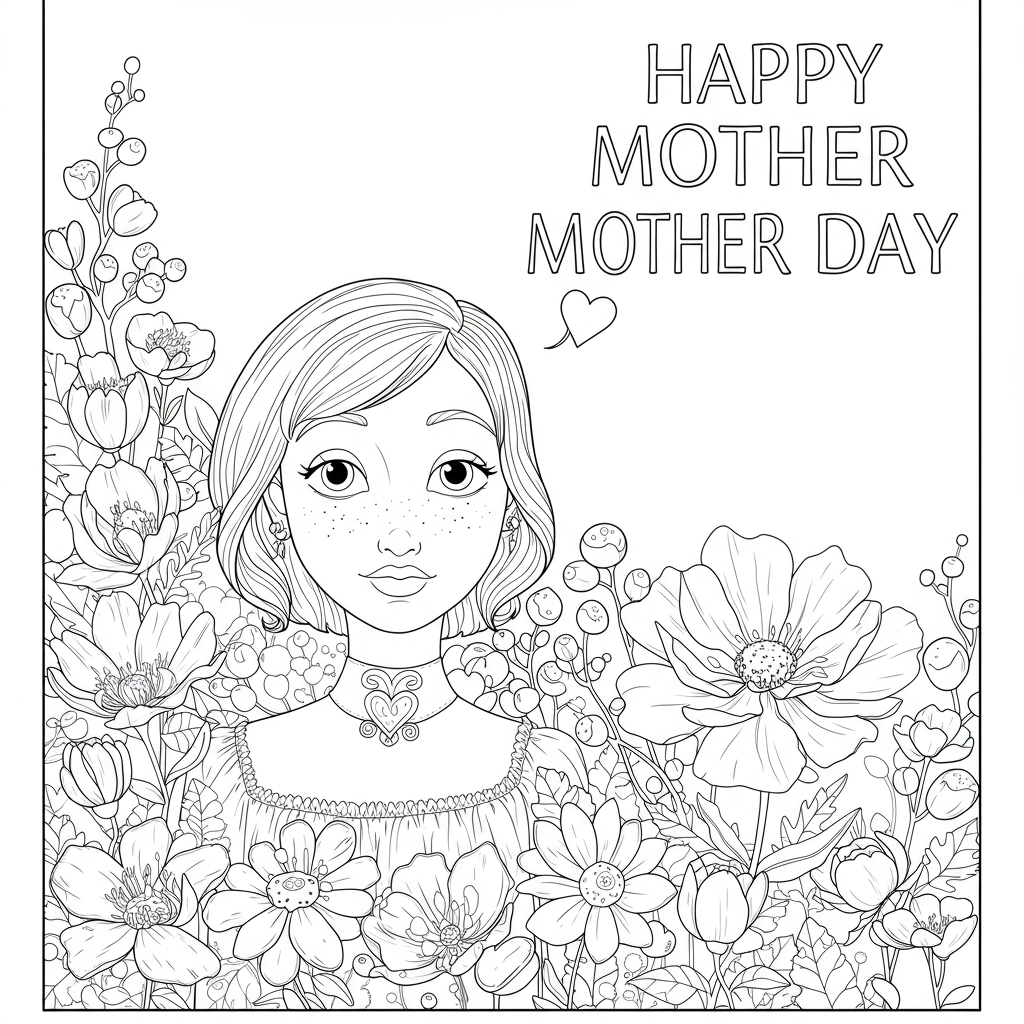 mothers day flowers coloring page
