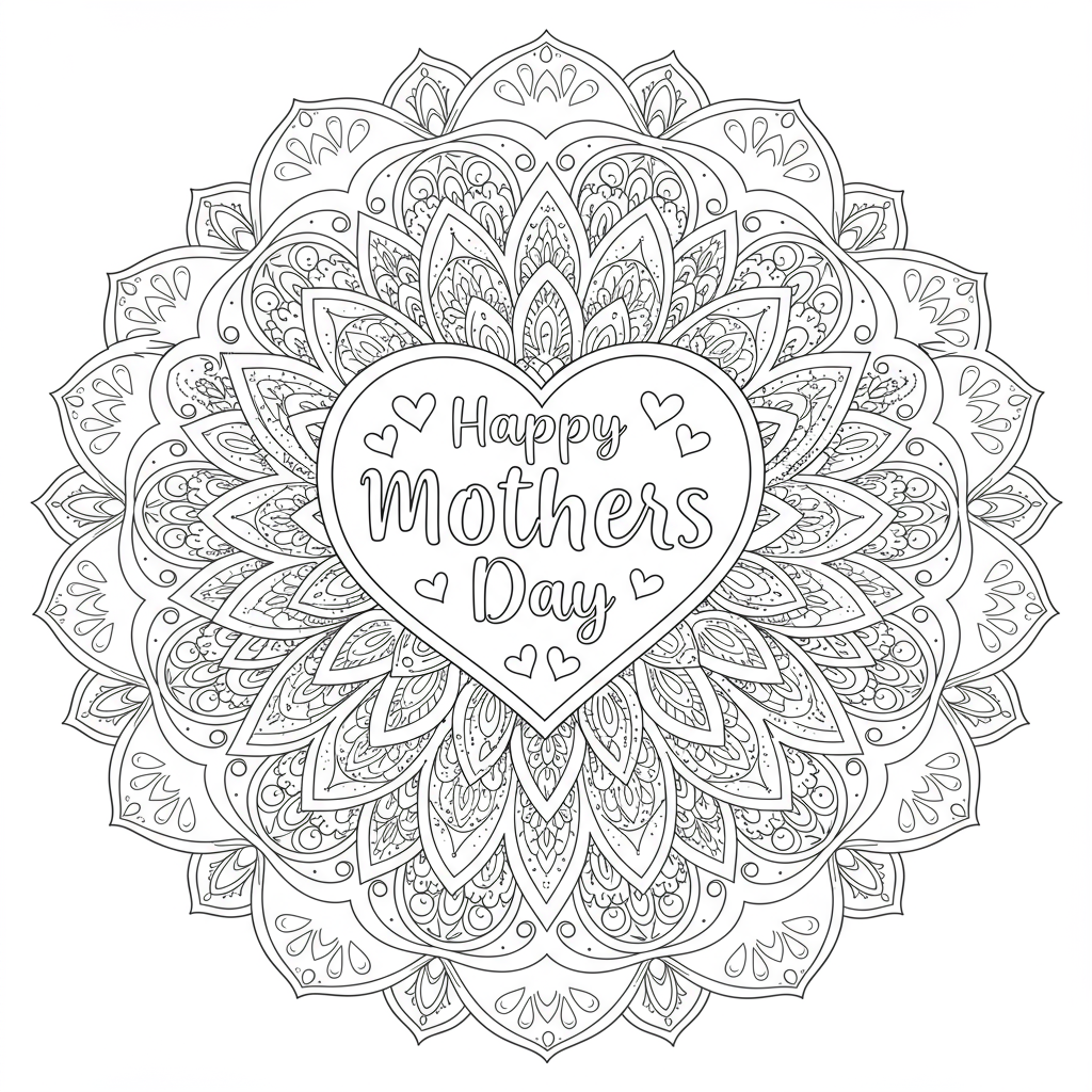 mothers day mandala coloring page