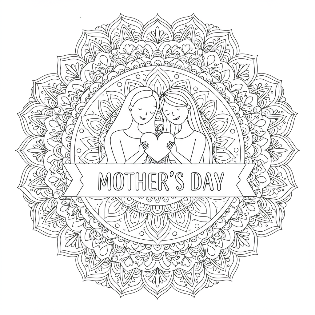 mother's day mandala coloring page
