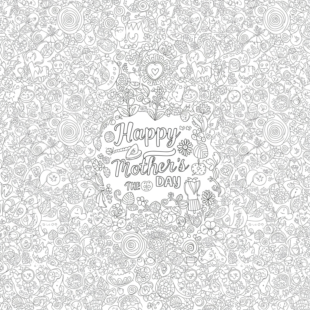 mother's day pattern coloring page