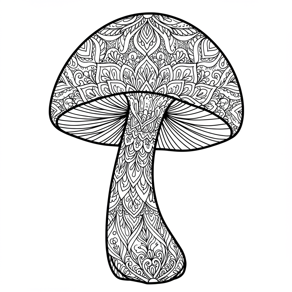 mantar mandala boyama sayfası